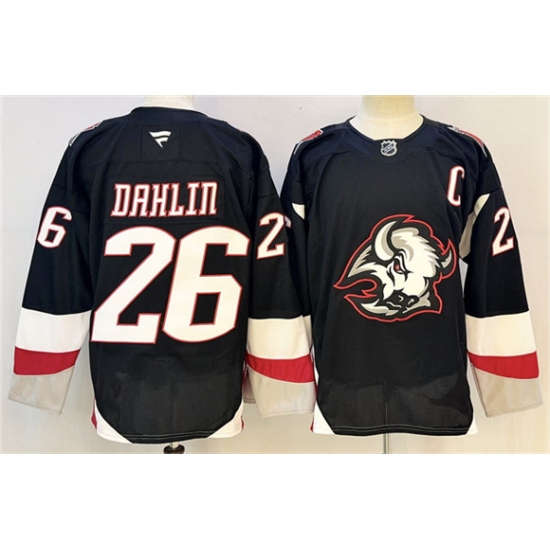 Men's Buffalo Sabres #26 Rasmus Dahlin Black 2024-25 Alternate With C Stitched Jersey - Ujersey