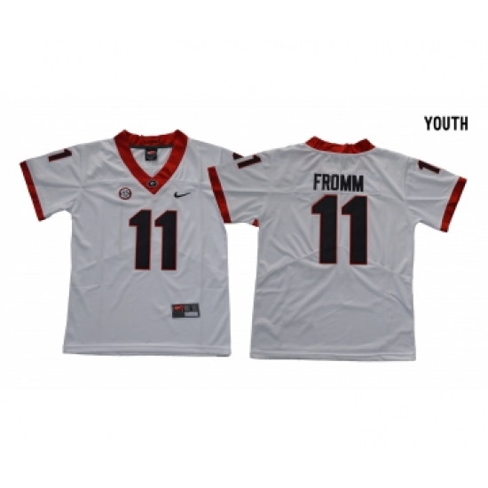 Georgia Bulldogs 11 Jake Fromm White Youth College Football Jersey - Ujersey