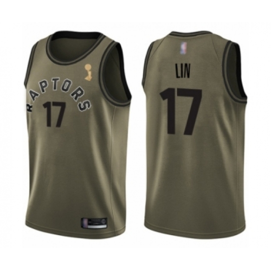 Youth Toronto Raptors #17 Jeremy Lin Swingman Green Salute to Service 2019 Basketball Finals Champions Jersey - Ujersey