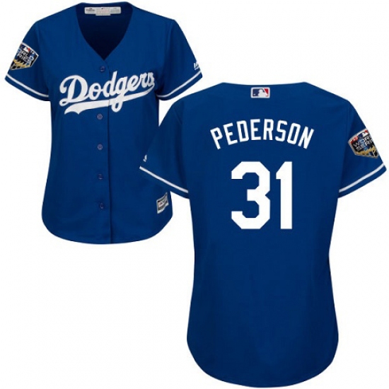 Women's Majestic Los Angeles Dodgers #31 Joc Pederson Authentic Royal Blue Alternate Cool Base 2018 World Series MLB Jersey - Ujersey