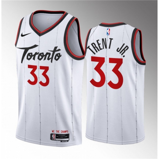 Men's Toronto Raptors #33 Gary Trent Jr. White 2023-24 Association Edition Stitched Basketball Jersey - Ujersey