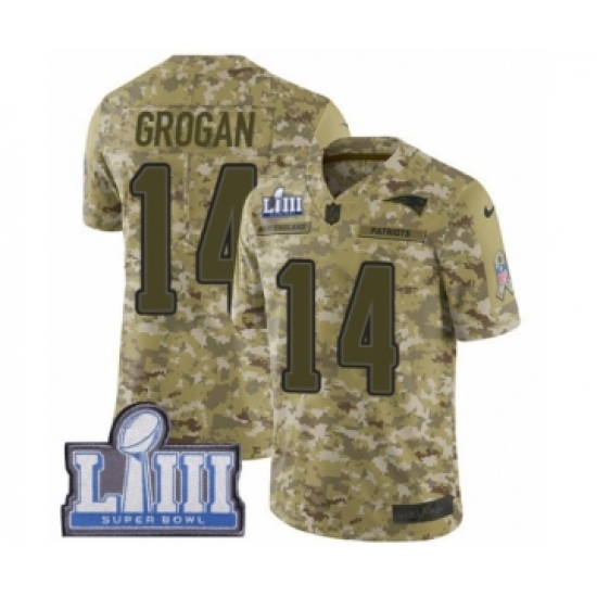 Men's Nike New England Patriots #14 Steve Grogan Limited Camo 2018 Salute to Service Super Bowl LIII Bound NFL Jersey - Ujersey
