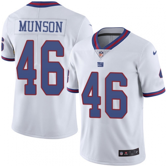 Men's Nike New York Giants #46 Calvin Munson Elite White Rush Vapor Untouchable NFL Jersey - Ujersey