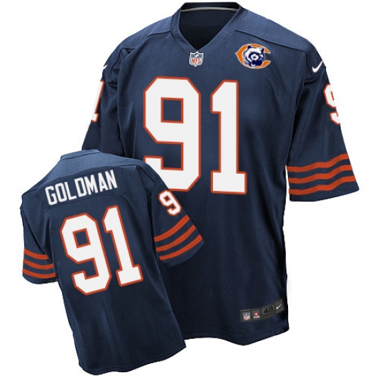 Men's Nike Chicago Bears #91 Eddie Goldman Elite Navy Blue Throwback NFL Jersey - Ujersey