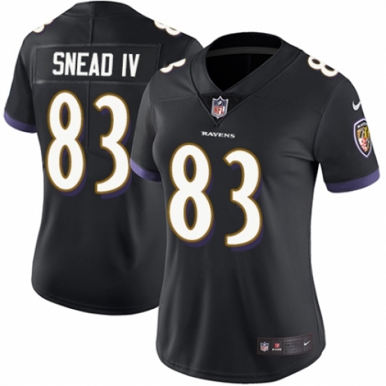 Women's Nike Baltimore Ravens #83 Willie Snead IV Black Alternate Vapor Untouchable Limited Player NFL Jersey - Ujersey