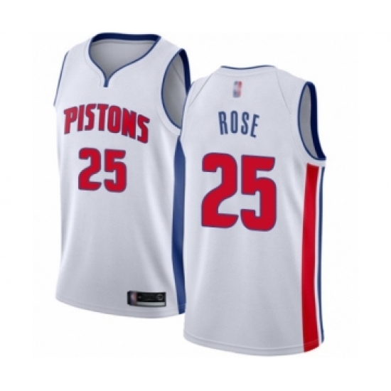 Women's Detroit Pistons #25 Derrick Rose Authentic White Basketball Jersey - Association Edition