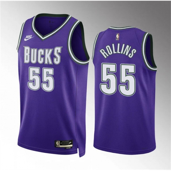 Men's Milwaukee Bucks #55 Ryan Rollins Purple Classic Edition Stitched Basketball Jersey - Ujersey