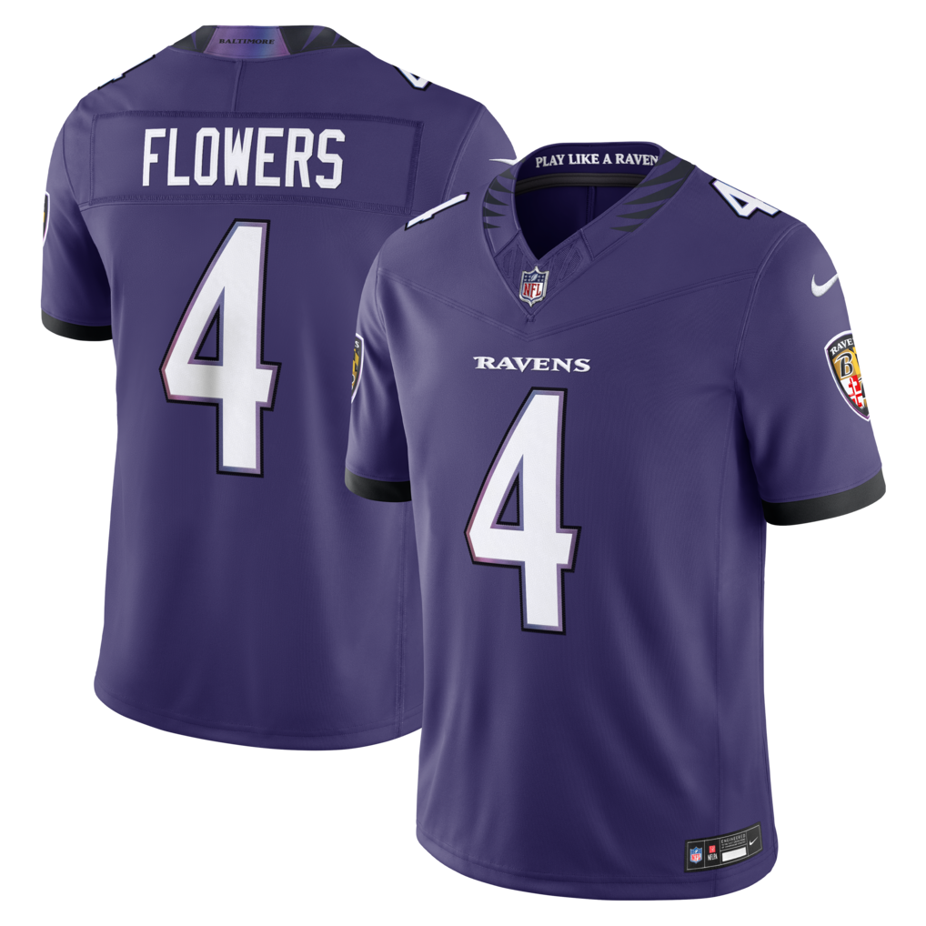 Men's Baltimore Ravens Zay Flowers Nike Purple Vapor F.U.S.E. Sewn Down Limited Jersey - U-jersey