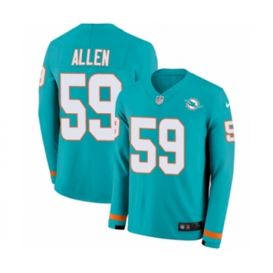 Youth Nike Miami Dolphins #59 Chase Allen Limited Aqua Therma Long Sleeve NFL Jersey - Ujersey