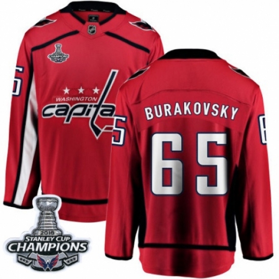 Youth Washington Capitals #65 Andre Burakovsky Fanatics Branded Red Home Breakaway 2018 Stanley Cup Final Champions NHL Jersey - Ujersey