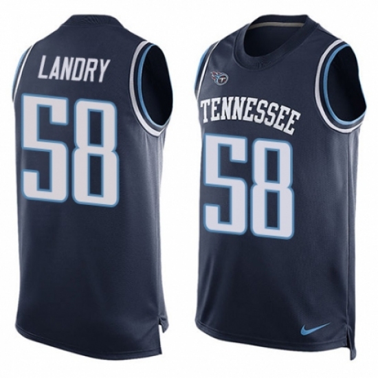 Men's Nike Tennessee Titans #58 Harold Landry Limited Navy Blue Player Name & Number Tank Top NFL Jersey - Ujersey