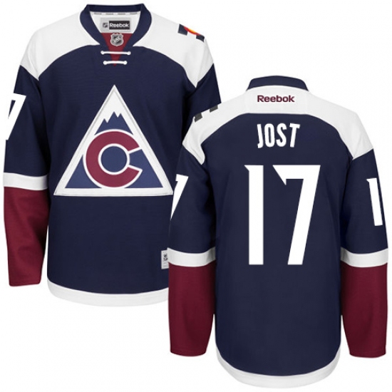 Women's Reebok Colorado Avalanche #17 Tyson Jost Premier Blue Third NHL Jersey - Ujersey