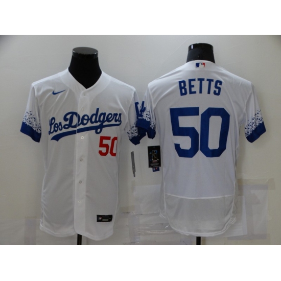 Men's Nike Los Angeles Dodgers #50 Mookie Betts White Elite City Player Jersey - Ujersey