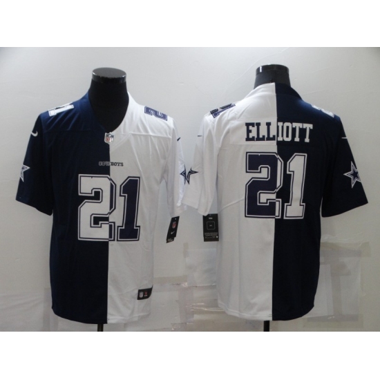 Men's Dallas Cowboys #21 Ezekiel Elliott White-Blue Fashion Football Limited Jersey - Ujersey