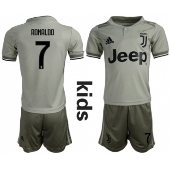 Juventus #7 Ronaldo Away Kid Soccer Club Jersey