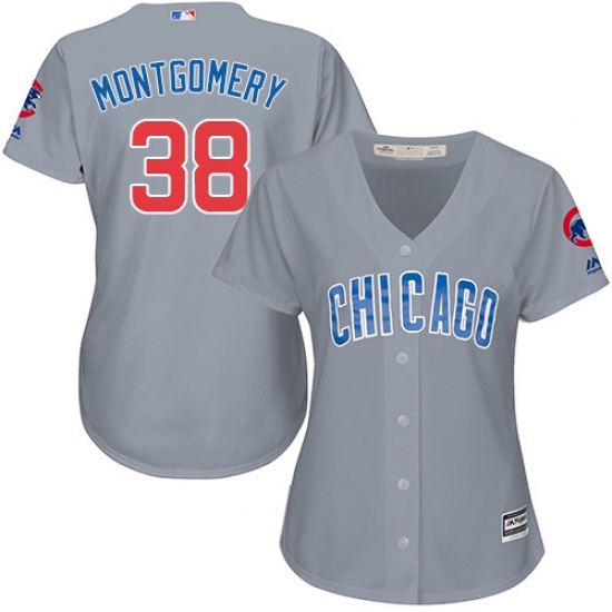 Women's Majestic Chicago Cubs #38 Mike Montgomery Authentic Grey Road MLB Jersey - Ujersey