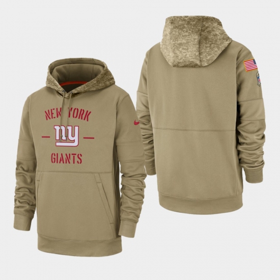Men's New York Giants Tan 2019 Salute to Service Sideline Therma Pullover Hoodie - Ujersey