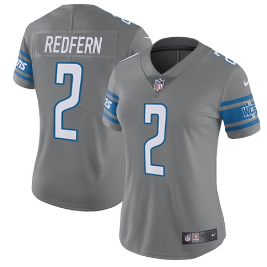 Women's Nike Detroit Lions #2 Kasey Redfern Limited Steel Rush Vapor Untouchable NFL Jersey - Ujersey