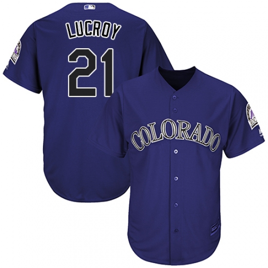 Youth Majestic Colorado Rockies #21 Jonathan Lucroy Replica Purple Alternate 1 Cool Base MLB Jersey - Ujersey