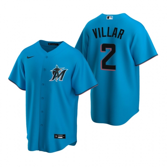 Men's Nike Miami Marlins #2 Jonathan Villar Blue Alternate Stitched Baseball Jersey - Ujersey