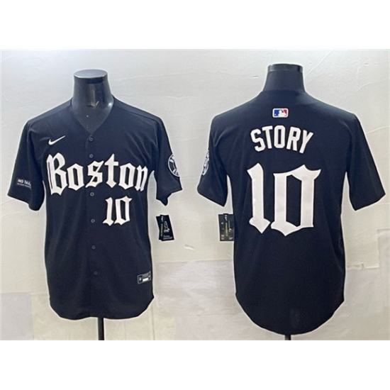 Men's Boston Red Sox #10 Trevor Story Black Gothic Vapor Limited Stitched Baseball Jersey - Ujersey
