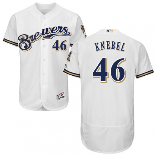 Men's Majestic Milwaukee Brewers #46 Corey Knebel White Flexbase Authentic Collection MLB Jersey - Ujersey
