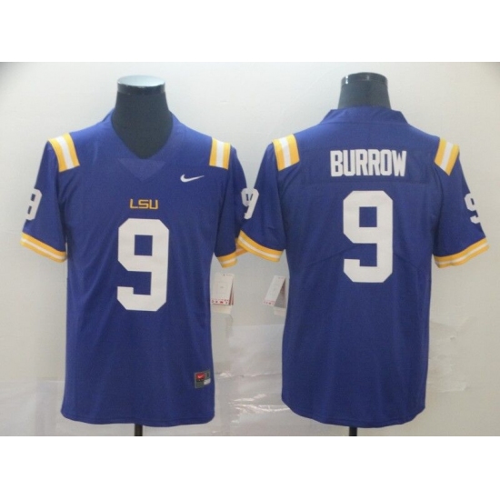Men's LSU Tigers #9 Burrow Purple College Football Jersey - Ujersey