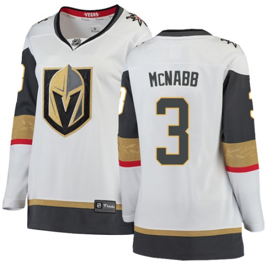 Women's Vegas Golden Knights #3 Brayden McNabb Authentic White Away Fanatics Branded Breakaway NHL Jersey - Ujersey