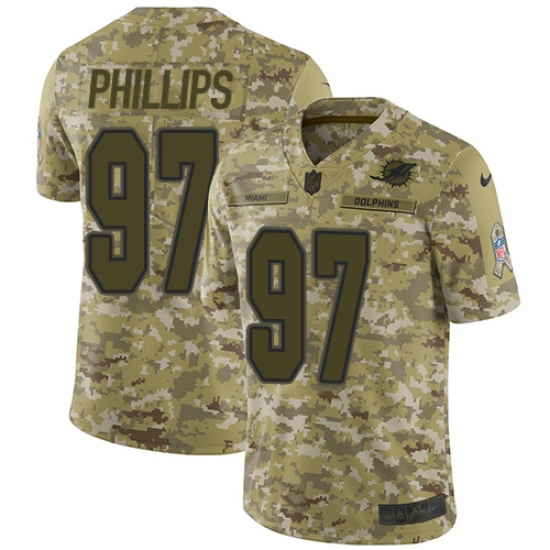 Men's Nike Miami Dolphins #97 Jordan Phillips Limited Camo 2018 Salute to Service NFL Jersey - Ujersey