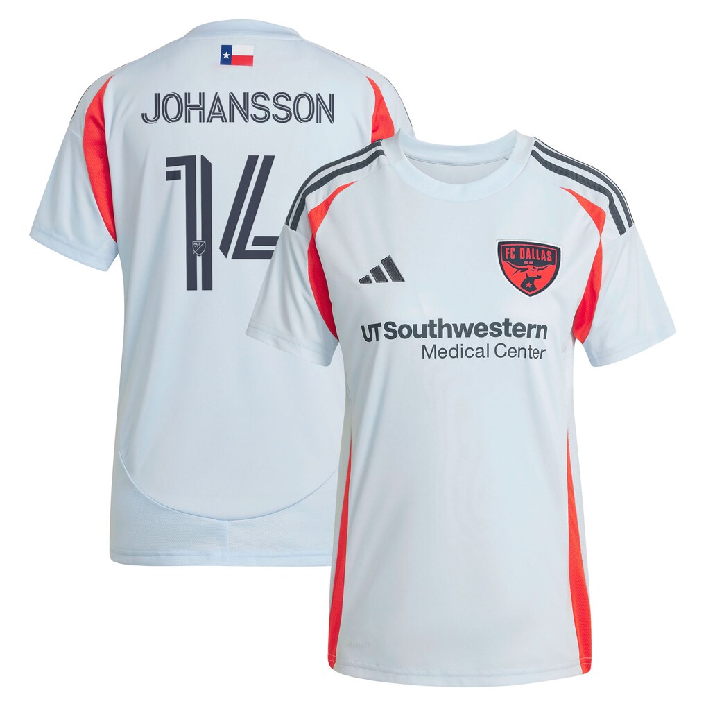 Women's FC Dallas Herman Johansson adidas Light Blue 2025 The Inferno Kit Replica Jersey - Ujersey
