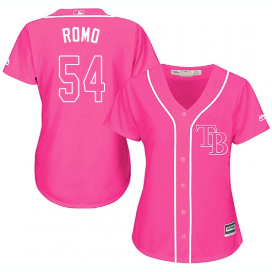 Women's Majestic Tampa Bay Rays #54 Sergio Romo Authentic Pink Fashion Cool Base MLB Jersey - Ujersey