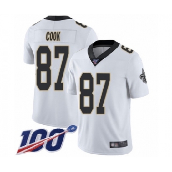 Men's New Orleans Saints #87 Jared Cook White Vapor Untouchable Limited Player 100th Season Football Jersey - Ujersey