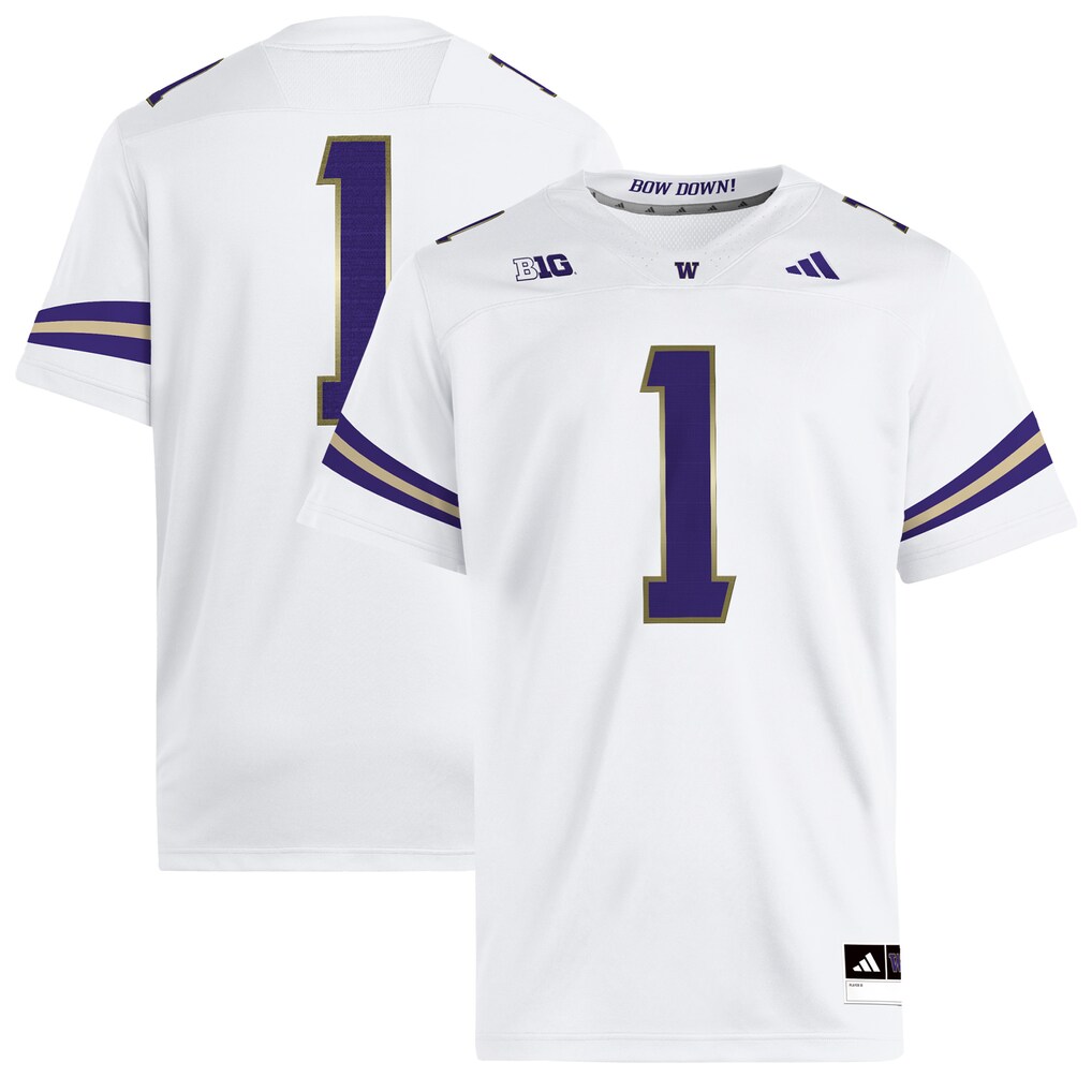 Men's adidas #1 White Washington Huskies Premier Jersey - U-jersey