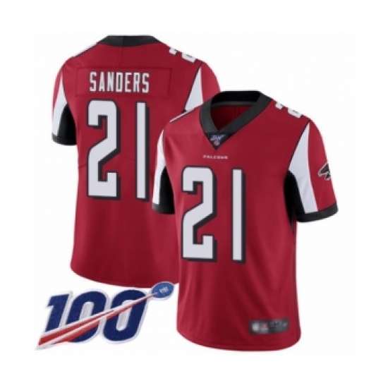 Men's Atlanta Falcons #21 Deion Sanders Red Team Color Vapor Untouchable Limited Player 100th Season Football Jersey - Ujersey