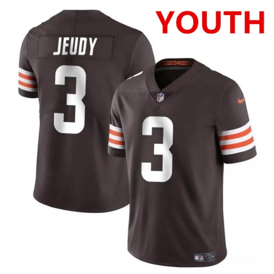 Youth Cleveland Browns #3 Jerry Jeudy Brown Vapor Limited Stitched Football Jersey