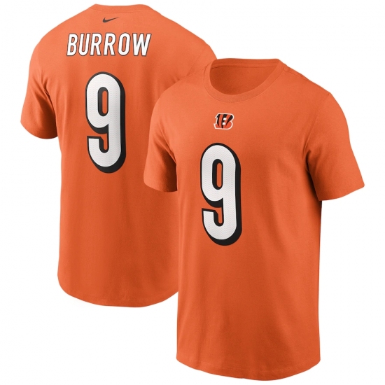 Men's Cincinnati Bengals #9 Joe Burrow Nike Orange Player Name & Number T-Shirt.webp - Ujersey