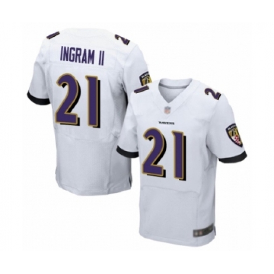 Men's Baltimore Ravens #21 Mark Ingram II Elite White Football Jersey - Ujersey