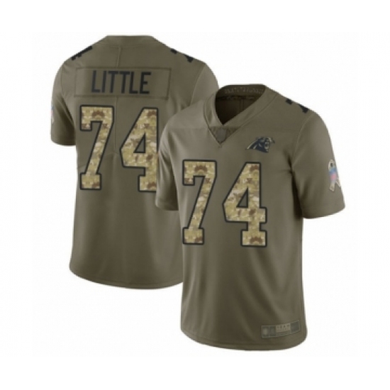Men's Carolina Panthers #74 Greg Little Limited Olive Camo 2017 Salute to Service Football Jersey - Ujersey
