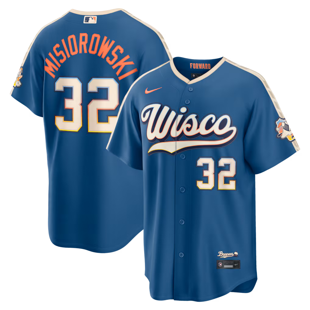 Men's Milwaukee Brewers Jacob Misiorowski Nike Mineral Blue 2026 City Connect Stadium Jersey - ujerseystore