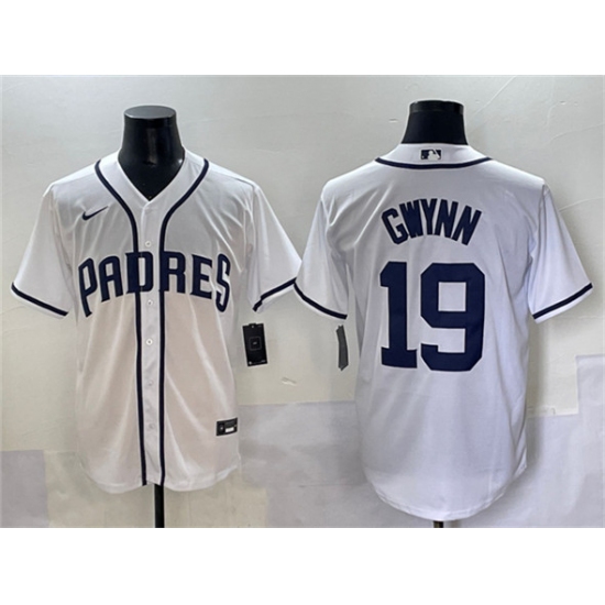 Men's San Diego Padres #19 Tony Gwynn White Cool Base Stitched Baseball Jersey - Ujersey