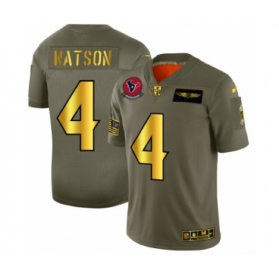 Men's Houston Texans #4 Deshaun Watson Limited Olive Gold 2019 Salute to Service Football Jersey - Ujersey