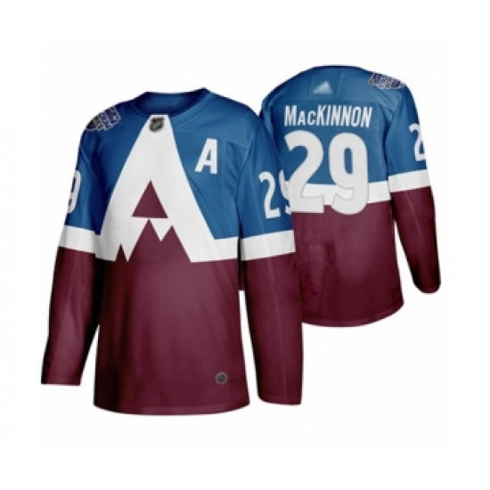 Women's Colorado Avalanche #29 Nathan MacKinnon Authentic Burgundy Blue 2020 Stadium Series Hockey Jersey - Ujersey