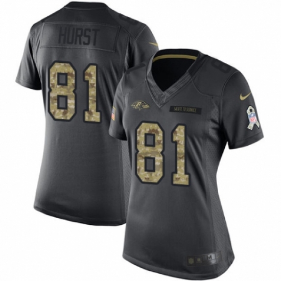 Women's Nike Baltimore Ravens #81 Hayden Hurst Limited Black 2016 Salute to Service NFL Jersey - Ujersey
