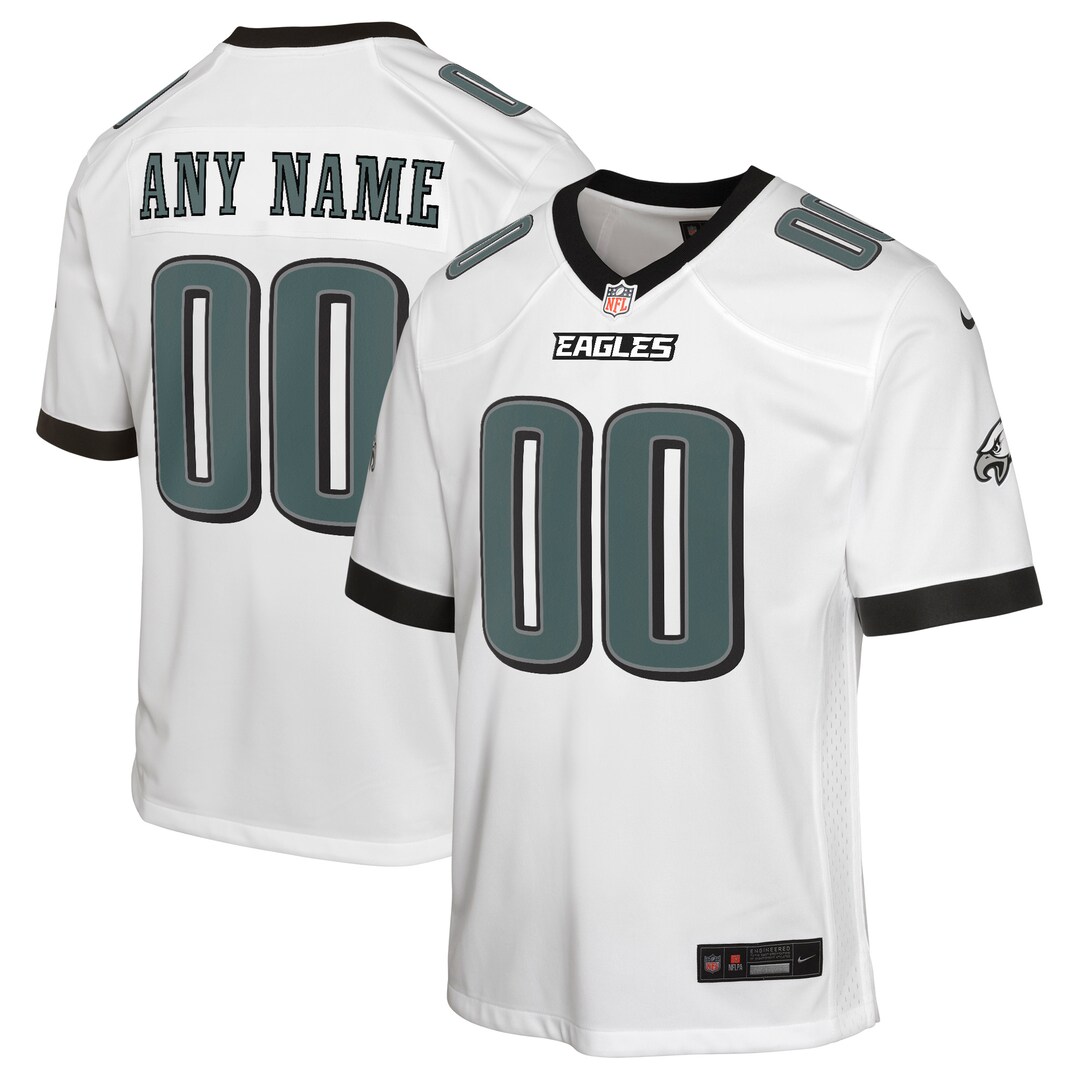 Youth Philadelphia Eagles Nike White Away Custom Game Jersey - U-jersey