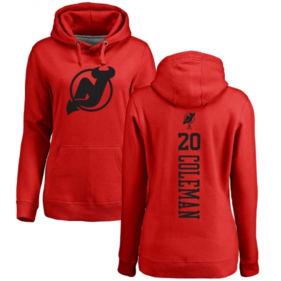 NHL Women's Adidas New Jersey Devils #20 Blake Coleman Red One Color Backer Pullover Hoodie