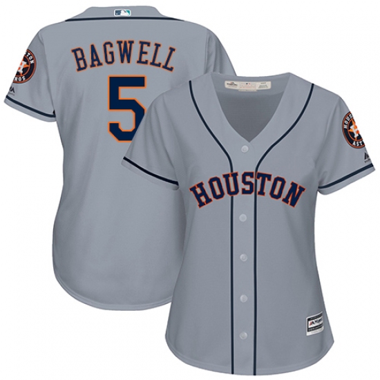 Women's Majestic Houston Astros #5 Jeff Bagwell Authentic Grey Road Cool Base MLB Jersey - Ujersey