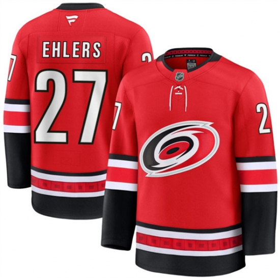 Men's Carolina Hurricanes #27 Nikolaj Ehlers Red 2024-25 Alternate Stitched Hockey Jersey - Ujersey