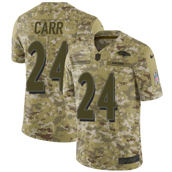 Men's Nike Baltimore Ravens #24 Brandon Carr Limited Camo 2018 Salute to Service NFL Jersey - Ujersey