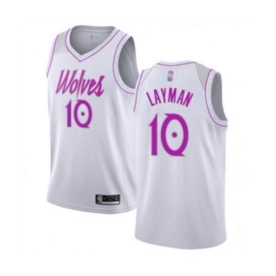 Men's Minnesota Timberwolves #10 Jake Layman White Swingman Jersey - Earned Edition - Ujersey