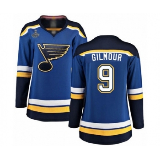 Women's St. Louis Blues #9 Doug Gilmour Fanatics Branded Royal Blue Home Breakaway 2019 Stanley Cup Champions Hockey Jersey - Ujersey